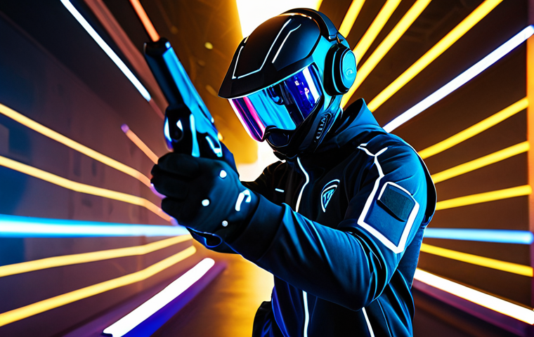 A focused professional gamer in a modest, high-tech esports suit, fully clothed with appropriate attire, in a dynamic and natural pose. They are demonstrating advanced movement and precise aiming within a vibrant, non-violent virtual training arena. The background features futuristic, abstract light patterns and clean holographic displays, emphasizing a strategic, competitive environment. Perfect anatomy, correct proportions, well-formed hands, proper finger count. Professional photography style, high quality, appropriate content, safe for work, family-friendly.