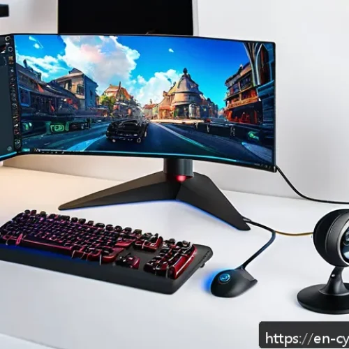 사이퍼즈 실시간 스트리밍 방법 - A modern, sleek streaming setup featuring a mid-range gaming PC with Intel i5 or AMD Ryzen 5 CPU, 16...