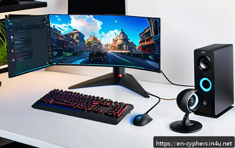 사이퍼즈 실시간 스트리밍 방법 - A modern, sleek streaming setup featuring a mid-range gaming PC with Intel i5 or AMD Ryzen 5 CPU, 16...