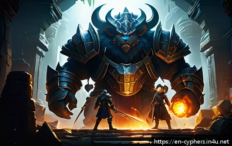 사이퍼즈 최고 레벨 달성법 - A dynamic fantasy RPG scene depicting a diverse team of four characters—tank, DPS, support, and heal...