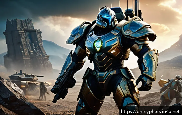 사이퍼즈 레이드 콘텐츠 공략 - A dynamic fantasy battle scene featuring a balanced team composition: a muscular tank clad in heavy,...